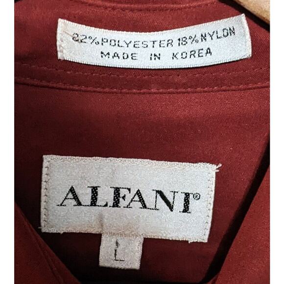 Vintage Alfani Shirt Mens L Cedar Red Microfiber Button Down Long Sleeve Casual - Picture 3 of 7